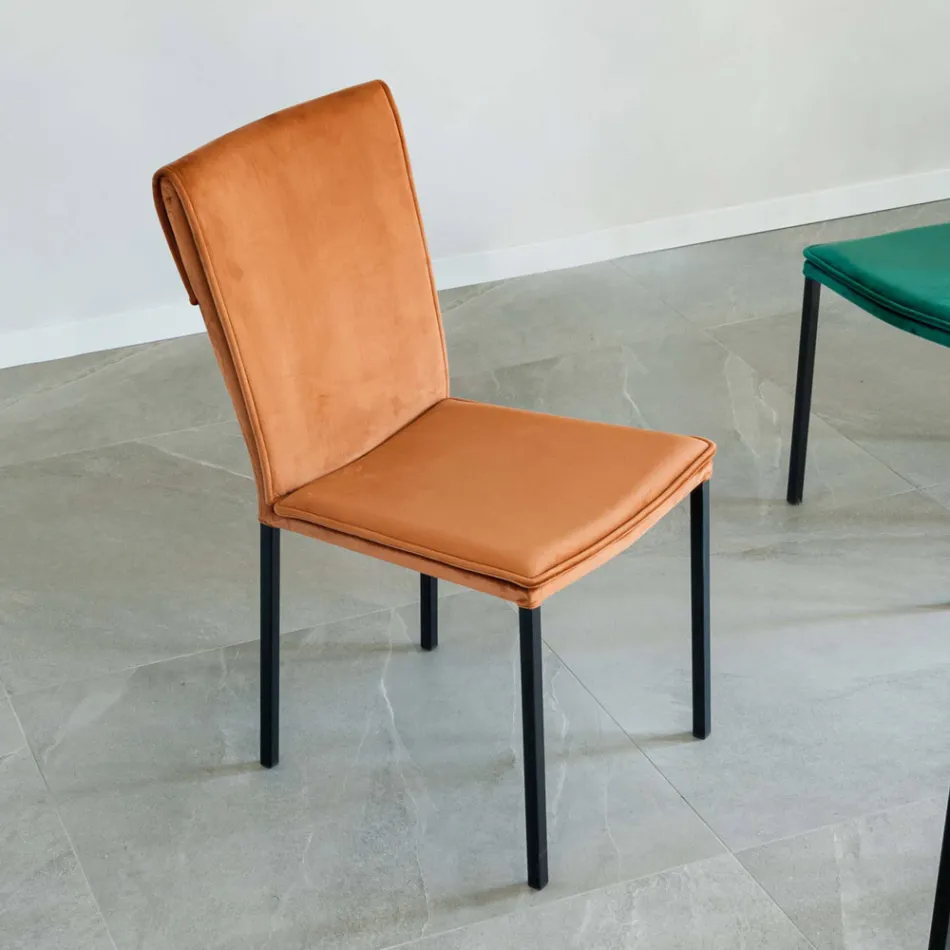 Stuestol i pletfast fløjl og sort struktur - Haroon Viadurini