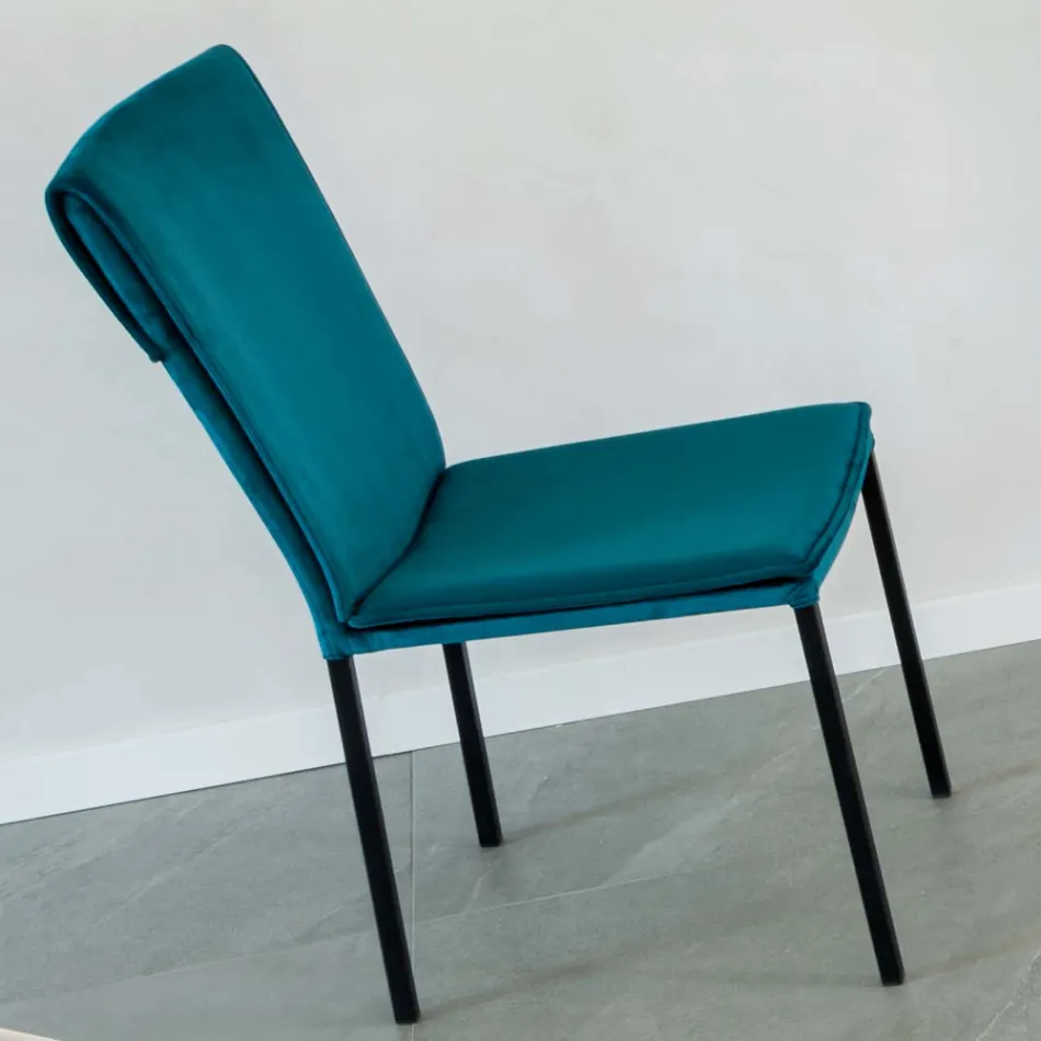 Stuestol i pletfast fløjl og sort struktur - Haroon Viadurini