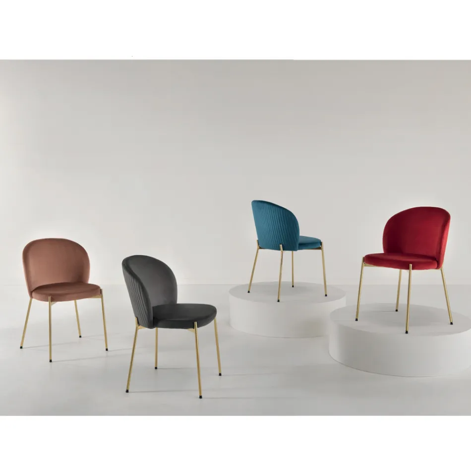Stuestol i polstret fløjl og gyldent metal 4 stk - Assunta Viadurini