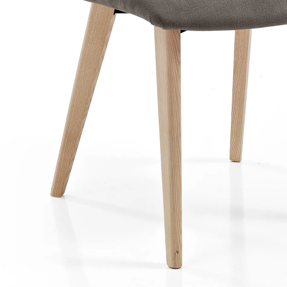 Stuestol betrukket med stof og ask bendesign - Florinda Viadurini