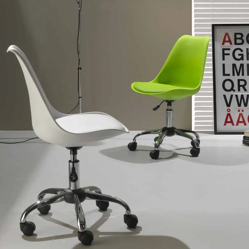 Kontorstol med gaslift i farvet polypropylen og metal - Loredana Viadurini