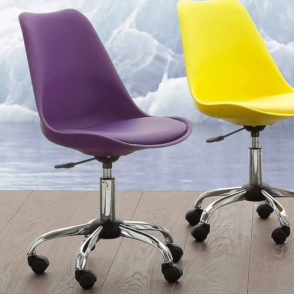 Kontorstol med gaslift i farvet polypropylen og metal - Loredana Viadurini