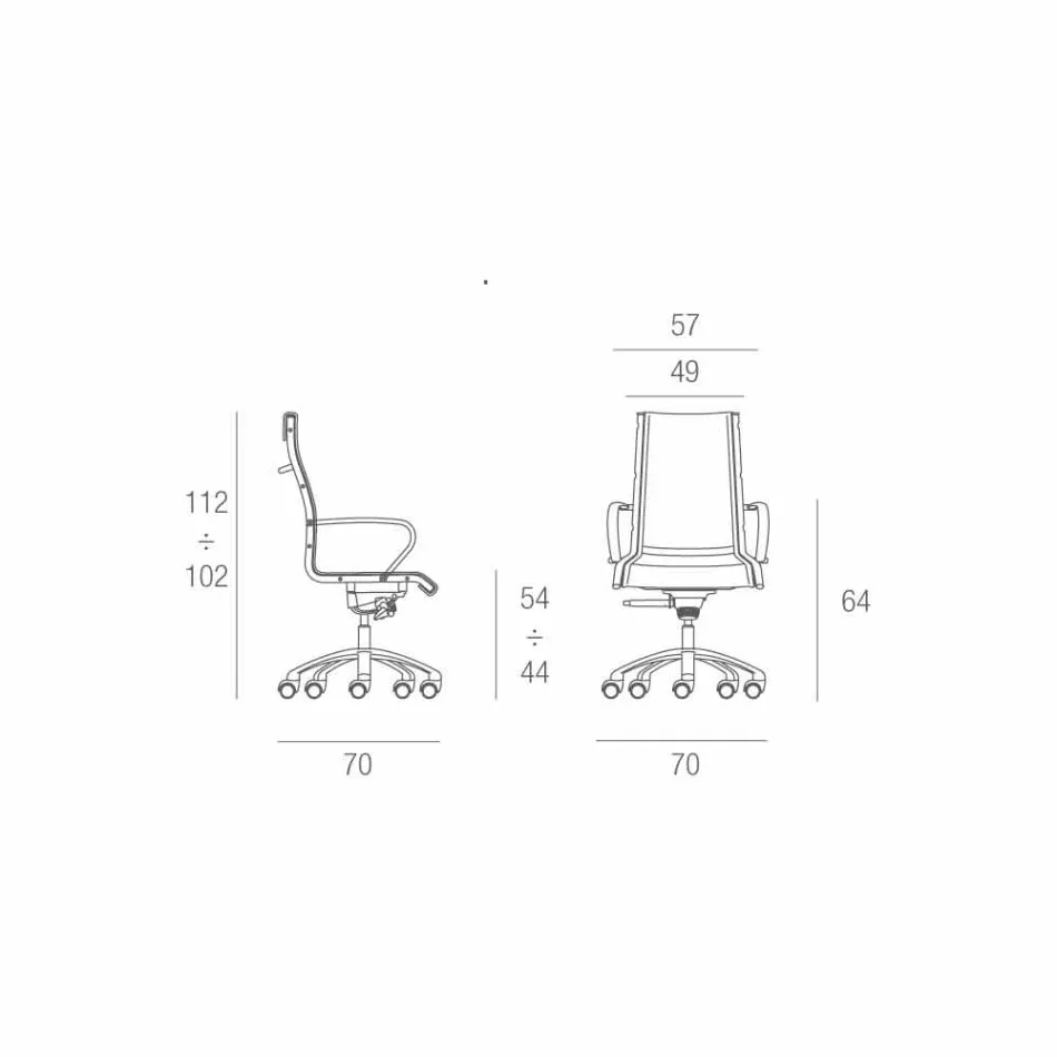Kontorstol med monokoque i imiteret læder lavet i Italien Agata Viadurini