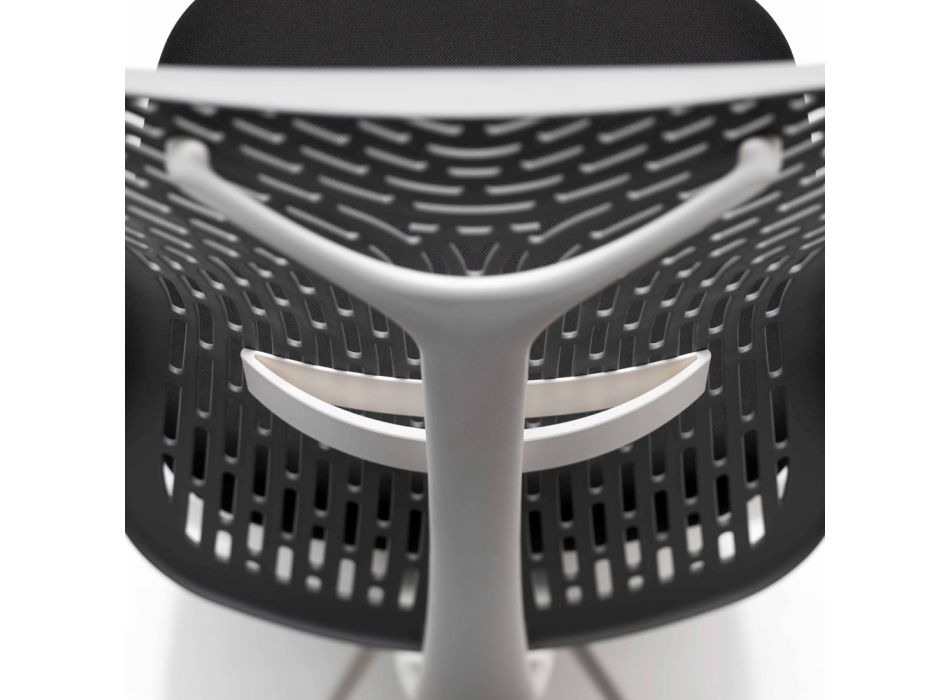 Ergonomisk og drejelig kontorstol med armlæn og hvid struktur - Fulvio Viadurini