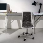 Drejelig kontorstol i stål og økolæder med tavletryk - Lollo Viadurini