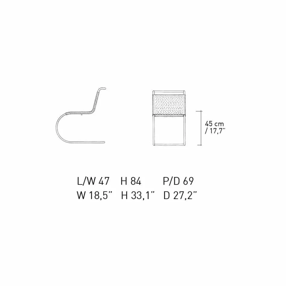 Kontorstol i naturrør og forkromet stål fremstillet i Italien - Formentera Viadurini