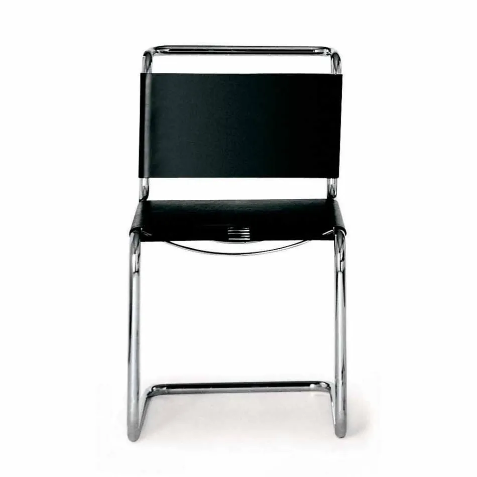 Læder kontorstol med forkromet stålkonstruktion fremstillet i Italien - Elite Viadurini