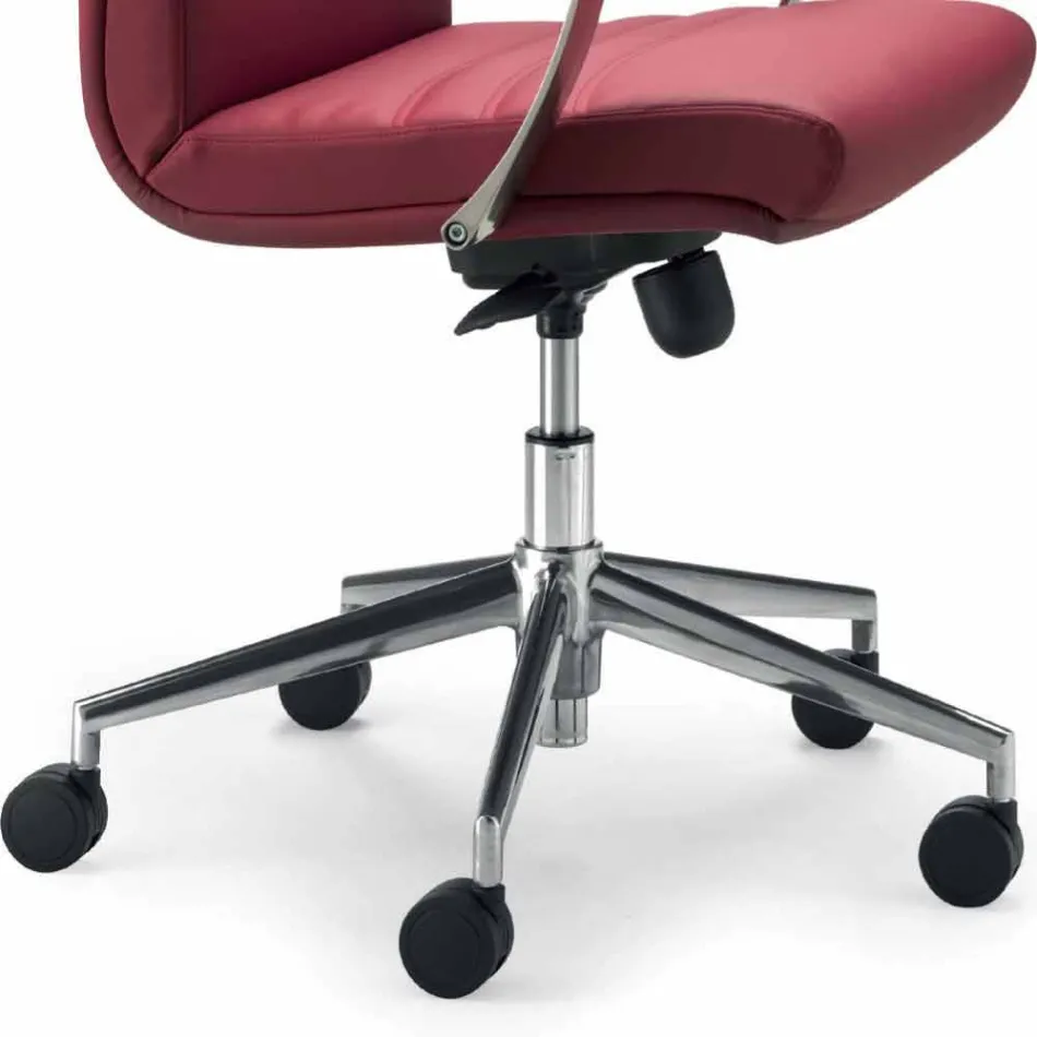 Kontorstol i bøg betrukket med koskind blomst typen Debora Viadurini