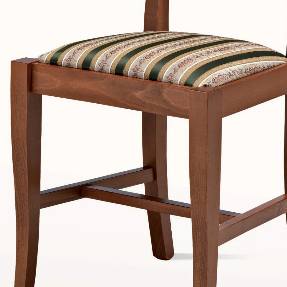 Klassisk designstol i træ og sæde i stof Made in Italy - Dorina Viadurini