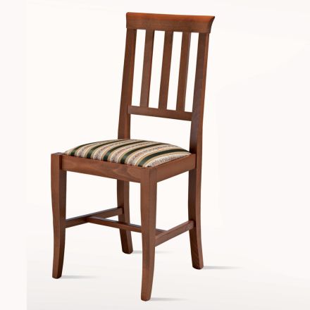 Klassisk designstol i træ og sæde i stof Made in Italy - Dorina Viadurini