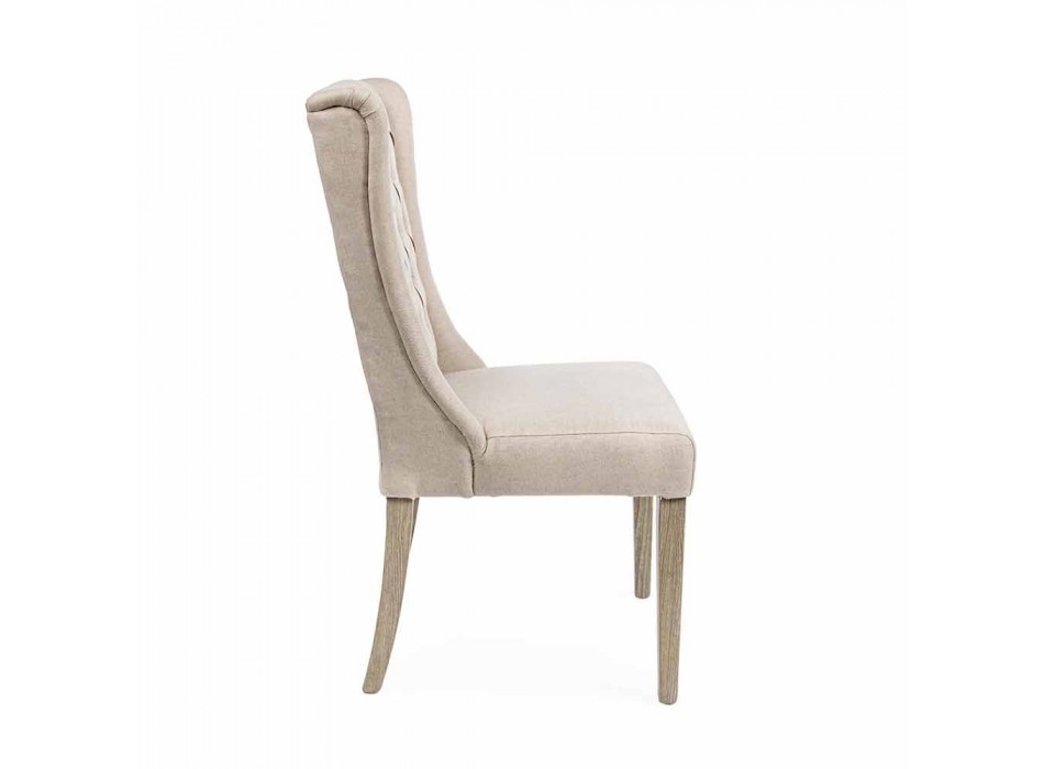 Klassisk designstol i stof og egetræ 2 stykker Homemotion - Forla Viadurini