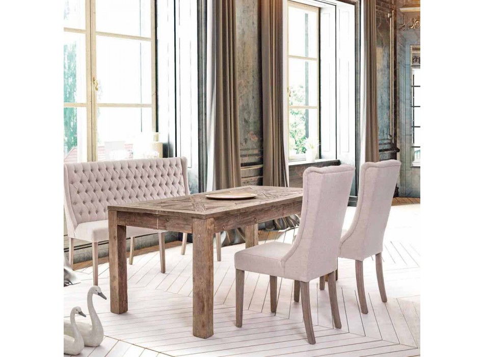 Klassisk designstol i stof og egetræ 2 stykker Homemotion - Forla Viadurini