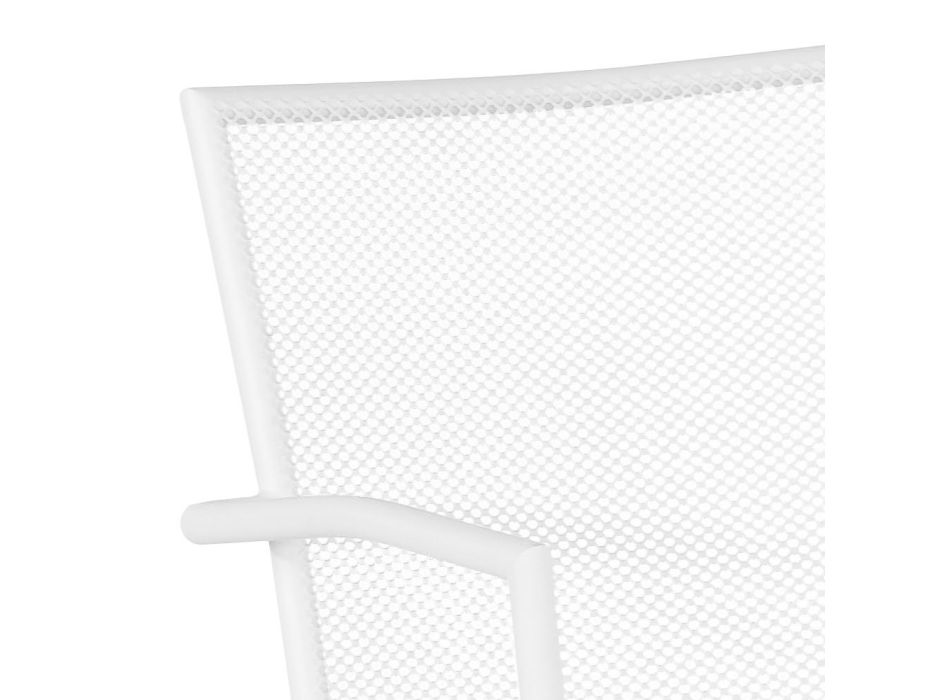 Design Havestol med armlæn, der kan stables i hvidt stål - Mamagago Viadurini