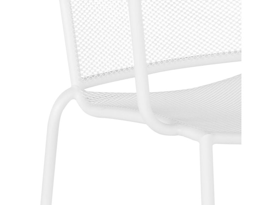 Design Havestol med armlæn, der kan stables i hvidt stål - Mamagago Viadurini