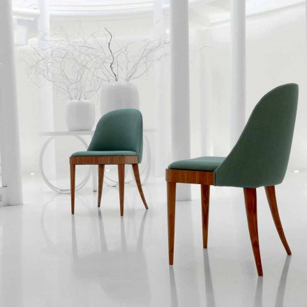 Design polstret stol i valnød træ og stof Calida Viadurini