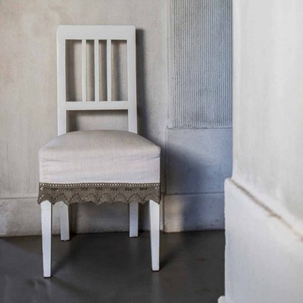 Moderne design stol i hvidlakeret bøg træ, Shirley Viadurini