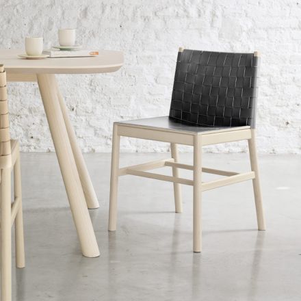 Højkvalitets stol i bøgetræ og læder lavet i Italien, 2 stk - Nora Viadurini