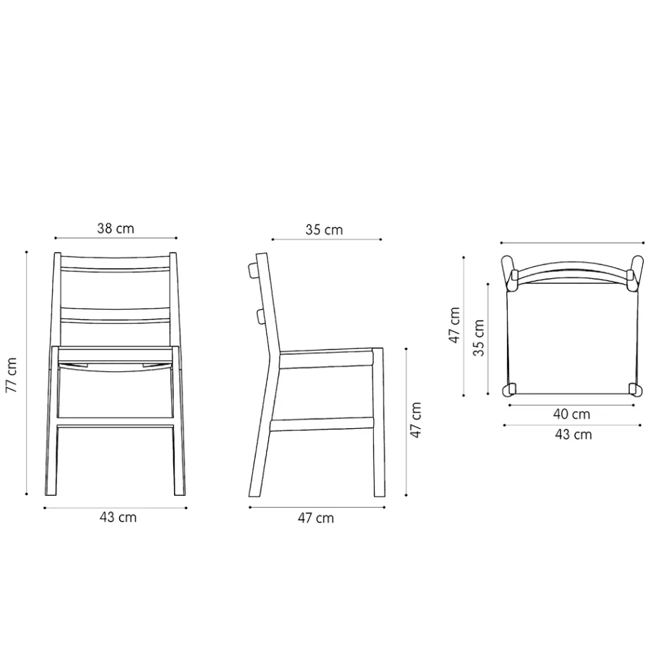 Højkvalitetsstol i massiv bøgetræ lavet i Italien, 2 stk - Nora Viadurini