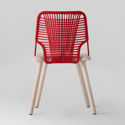 Højkvalitets stol i træ, metal og reb lavet i Italien, 2 stk - Mandal Viadurini