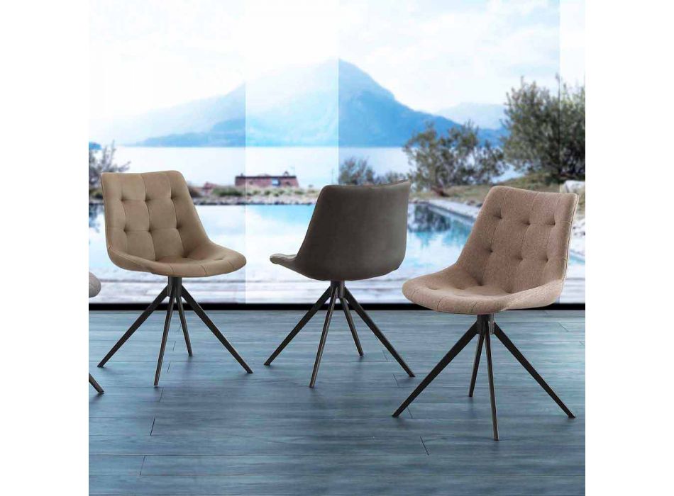 Polstret quiltet designstol i stof eller øko nabuk Venezia Viadurini