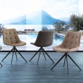 Polstret quiltet designstol i stof eller eco nubuck Venezia