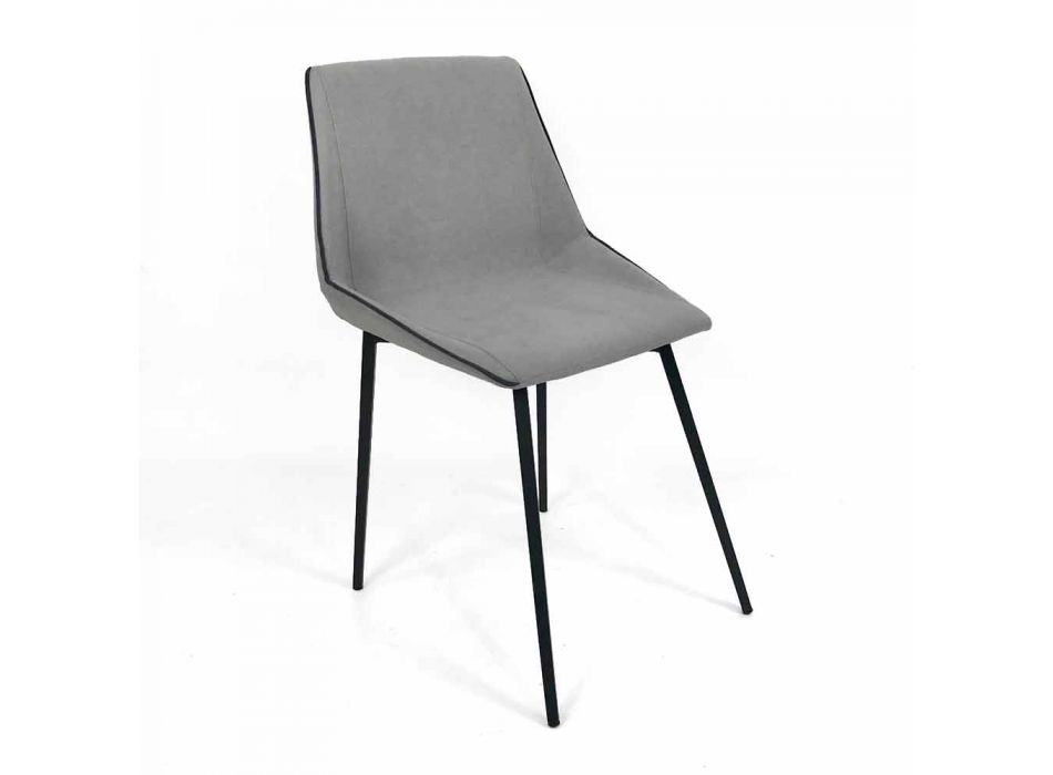 Designstol i stof med firkantede ben fremstillet i Italien, 4 stykker - Oriella Viadurini