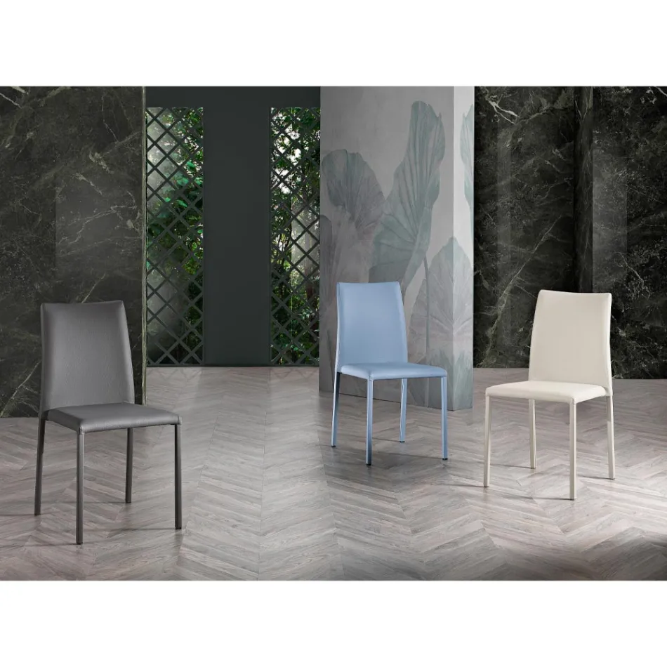 Elegant moderne designstol i farvet kunstlæder til stuen - Grenger Viadurini