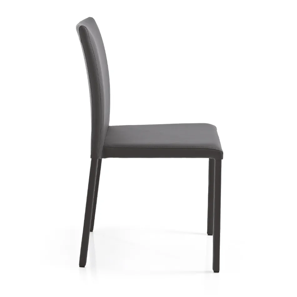 Elegant moderne designstol i farvet kunstlæder til stuen - Grenger Viadurini