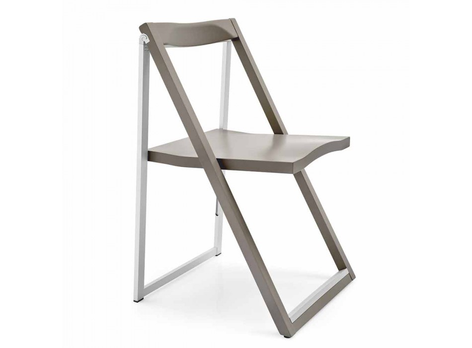 Foldet designstol i aluminium og bøg træ lavet i Italien - Spring over Viadurini