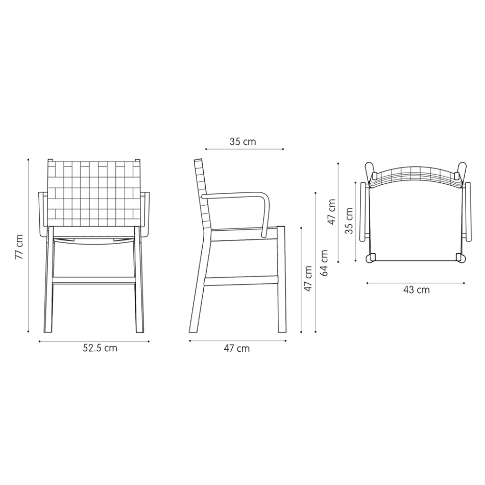 Luksus stol i beige lakeret bøg og vævet læder Lavet i Italien - Nora Viadurini