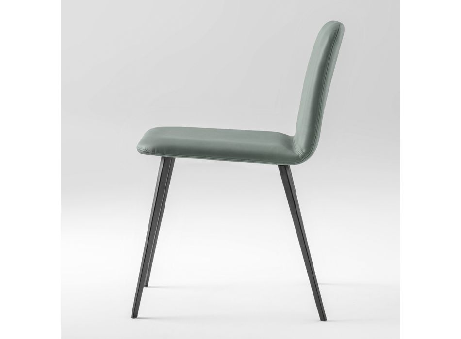 Luksus læderstol med metalben lavet i Italien, 2 stk - Molde Viadurini
