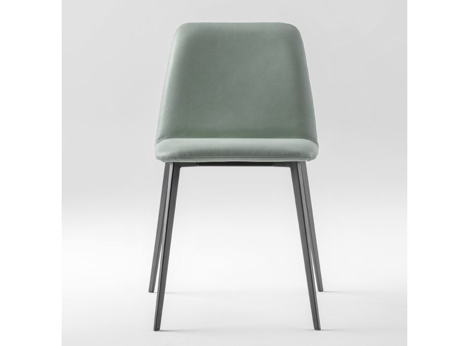 Luksus læderstol med metalben lavet i Italien, 2 stk - Molde Viadurini