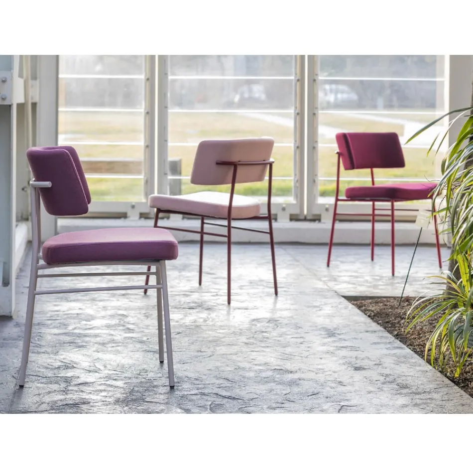 Luksus stofstol med metalbund lavet i Italien, 2 stk - Alaska Viadurini