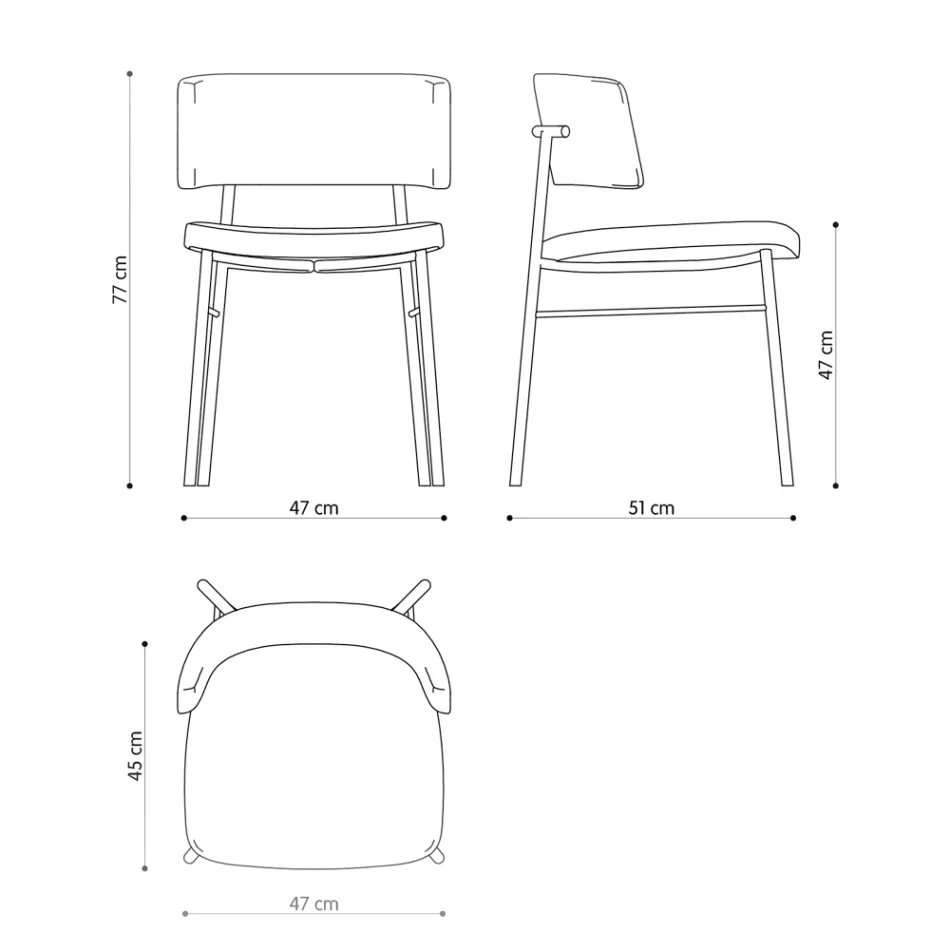 Luksus stofstol med metalbund lavet i Italien, 2 stk - Alaska Viadurini