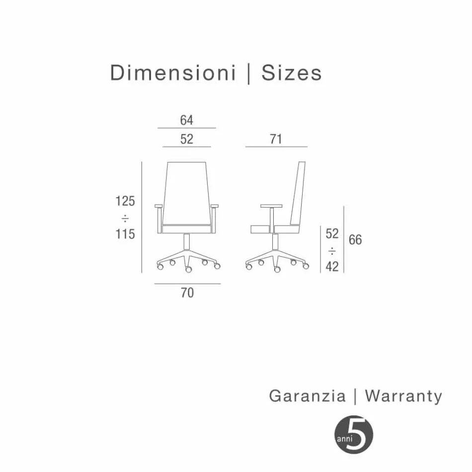 Executive stol ægte koskind moderne Ambra typen blomst Viadurini