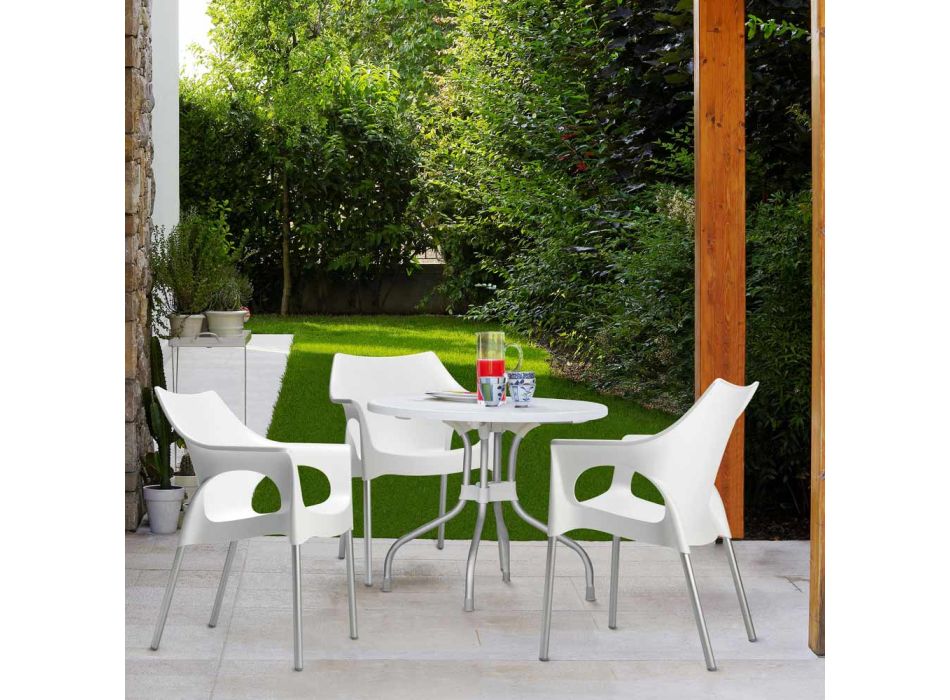 Udendørs stol i teknopolymer og aluminium lavet i Italien 4 stk - Lucciola Viadurini