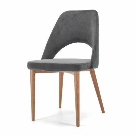 Polstret stol med base i ask lavet i Italien - Lorenza Viadurini