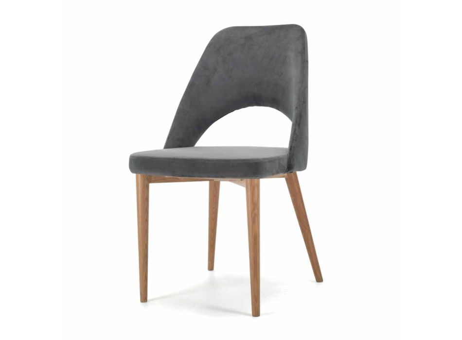 Polstret stol med base i ask lavet i Italien - Lorenza Viadurini