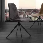 Polstret stol i øko nubuck og metal, moderne design, Taranto Viadurini