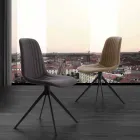 Polstret stol i øko nubuck og metal, moderne design, Taranto Viadurini