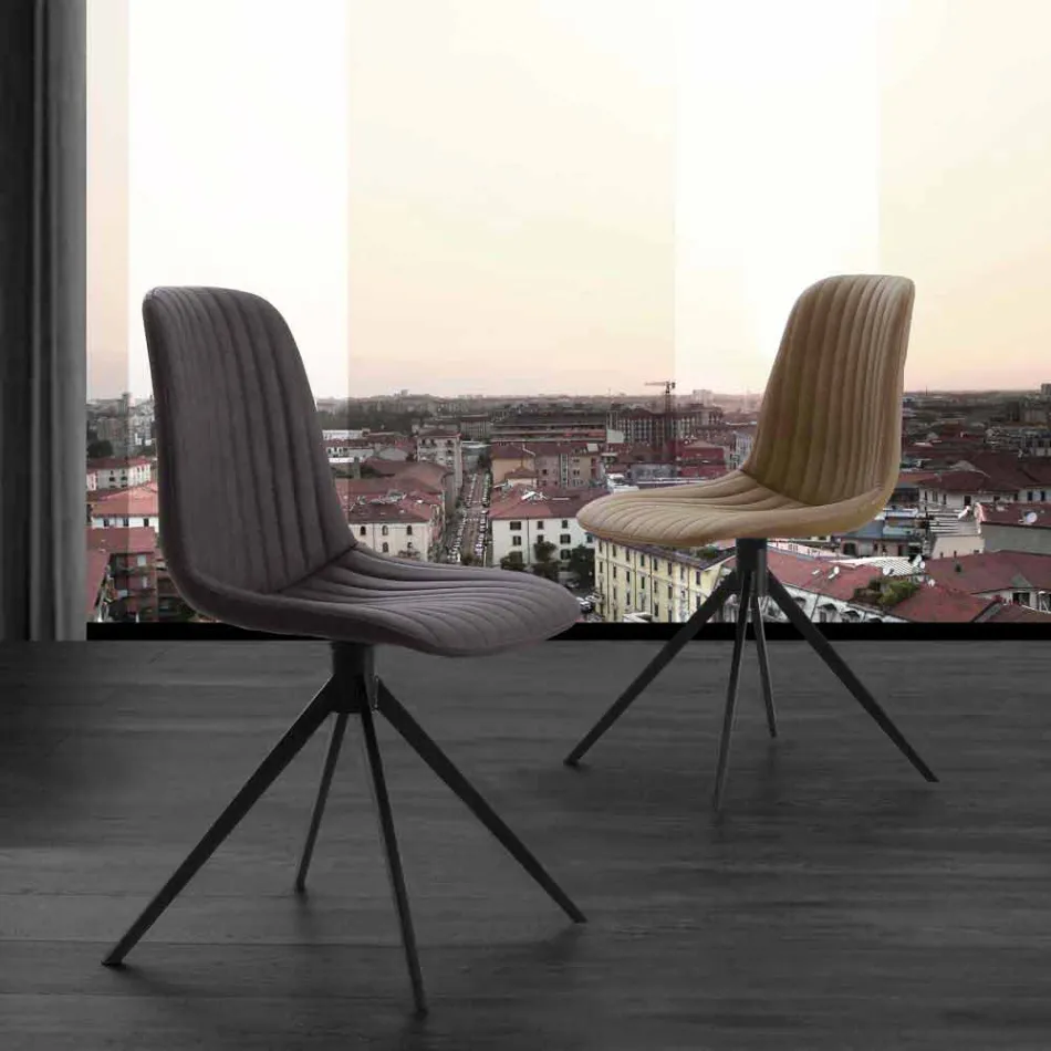 Polstret stol i øko nubuck og metal, moderne design, Taranto Viadurini