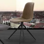 Polstret stol i øko nubuck og metal, moderne design, Taranto Viadurini