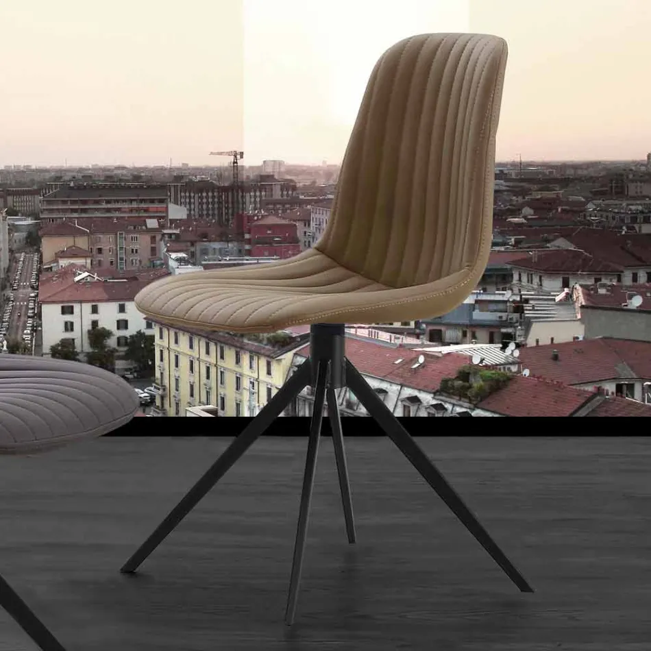 Polstret stol i øko nubuck og metal, moderne design, Taranto Viadurini