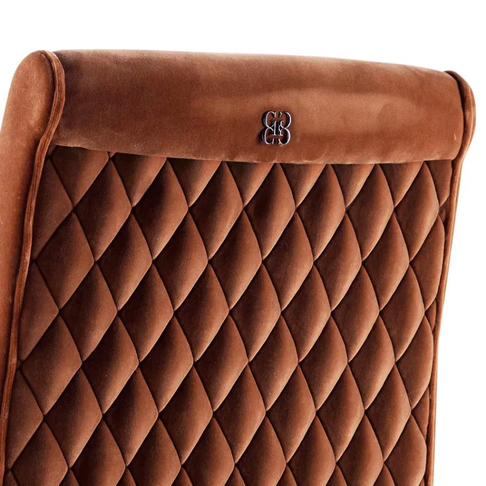 Polstret massivt træ stole Grilli Zarafa lavet i Italien, 2 stykker Viadurini