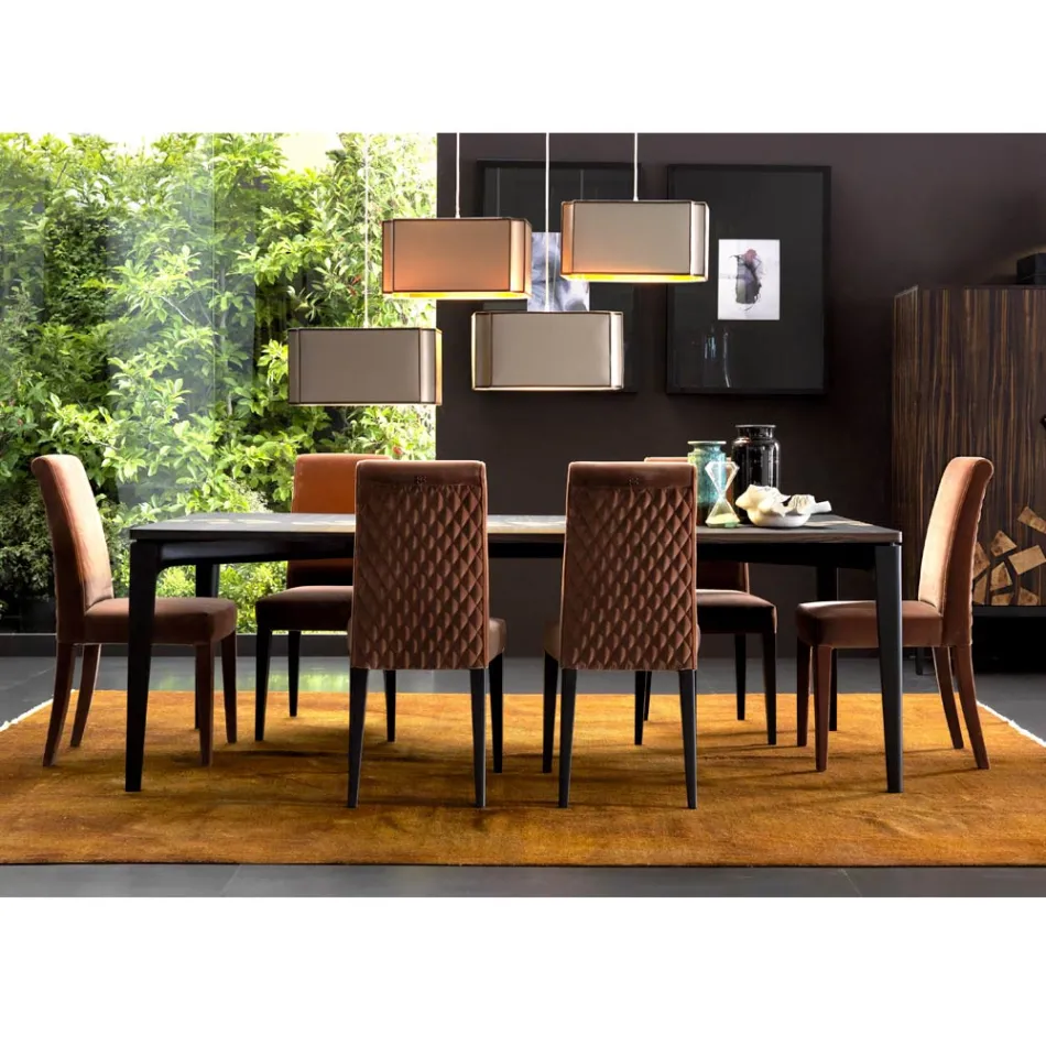 Polstret massivt træ stole Grilli Zarafa lavet i Italien, 2 stykker Viadurini