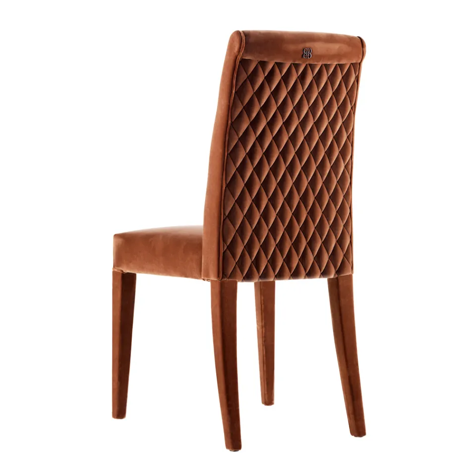 Polstret massivt træ stole Grilli Zarafa lavet i Italien, 2 stykker Viadurini