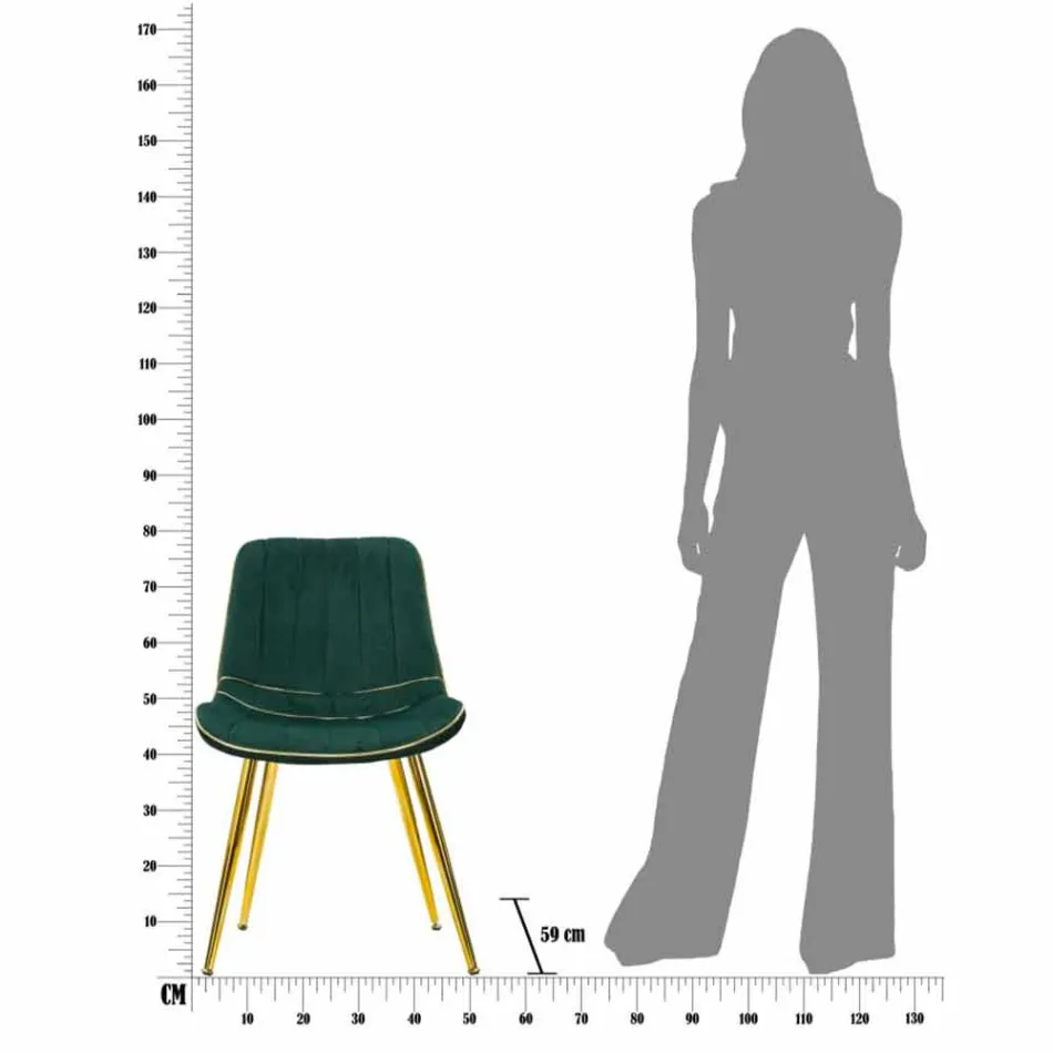 Polstret design spisestuestol i træ og stof, 2 dele - Kolly Viadurini