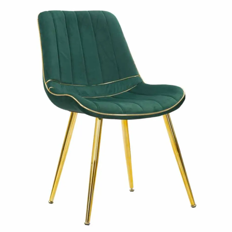 Polstret design spisestuestol i træ og stof, 2 dele - Kolly Viadurini