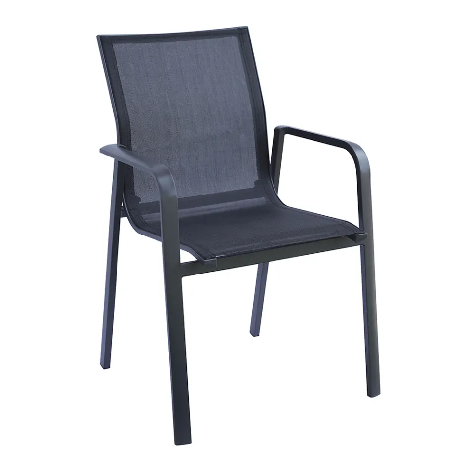 Stabelbar stol med aluminium og hvide eller grå armlæn i textilene - Greenstyle Viadurini