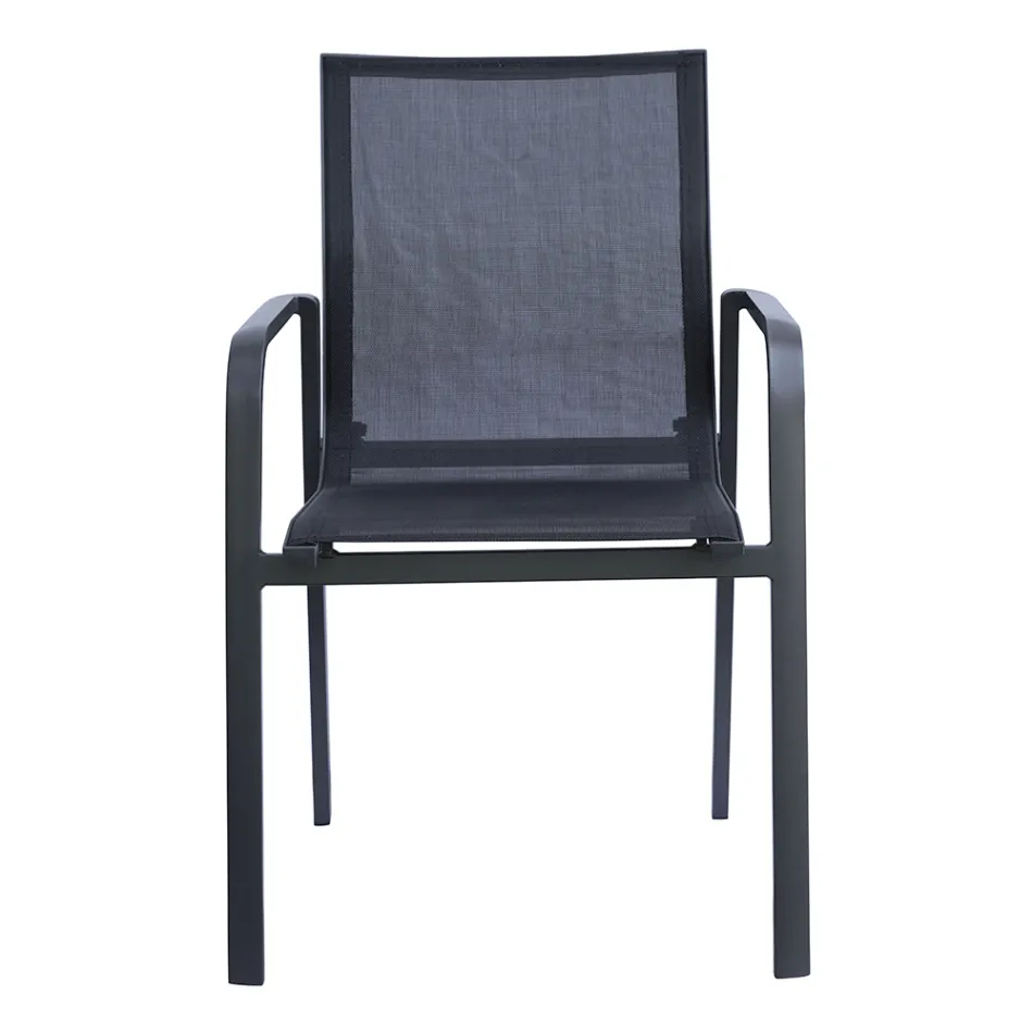 Stabelbar stol med aluminium og hvide eller grå armlæn i textilene - Greenstyle Viadurini